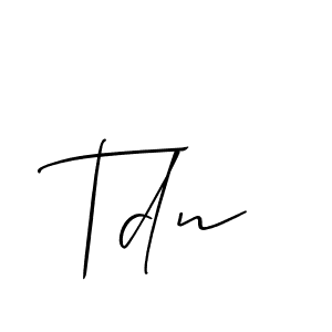 Make a beautiful signature design for name Tdn. With this signature (Allison_Script) style, you can create a handwritten signature for free. Tdn signature style 2 images and pictures png