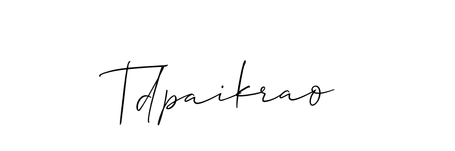 How to make Tdpaikrao name signature. Use Allison_Script style for creating short signs online. This is the latest handwritten sign. Tdpaikrao signature style 2 images and pictures png