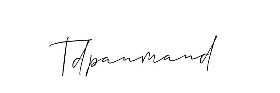 Allison_Script is a professional signature style that is perfect for those who want to add a touch of class to their signature. It is also a great choice for those who want to make their signature more unique. Get Tdpanmand name to fancy signature for free. Tdpanmand signature style 2 images and pictures png