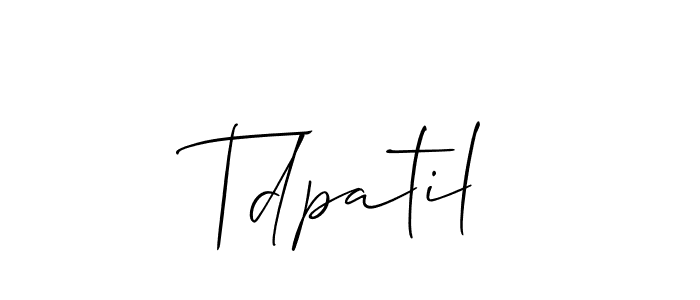 How to make Tdpatil signature? Allison_Script is a professional autograph style. Create handwritten signature for Tdpatil name. Tdpatil signature style 2 images and pictures png