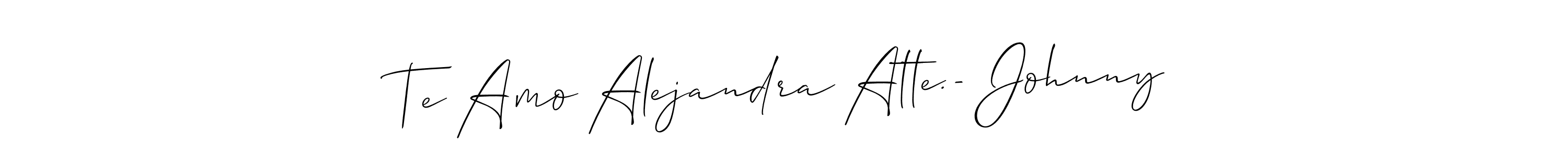 You can use this online signature creator to create a handwritten signature for the name Te Amo Alejandra Atte.- Johnny. This is the best online autograph maker. Te Amo Alejandra Atte.- Johnny signature style 2 images and pictures png