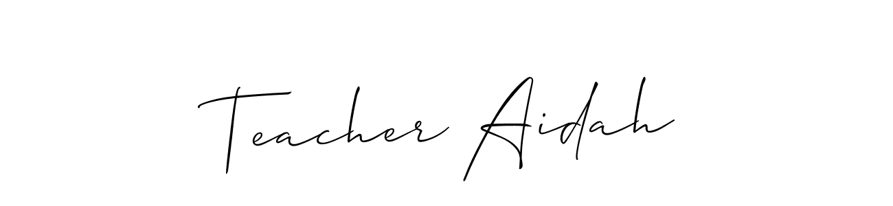 Similarly Allison_Script is the best handwritten signature design. Signature creator online .You can use it as an online autograph creator for name Teacher Aidah. Teacher Aidah signature style 2 images and pictures png