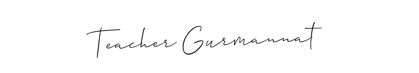 Allison_Script is a professional signature style that is perfect for those who want to add a touch of class to their signature. It is also a great choice for those who want to make their signature more unique. Get Teacher Gurmannat name to fancy signature for free. Teacher Gurmannat signature style 2 images and pictures png