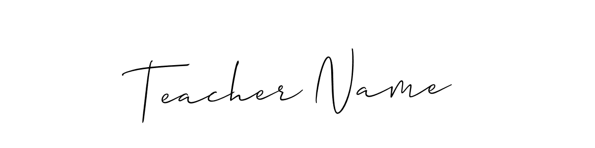 Allison_Script is a professional signature style that is perfect for those who want to add a touch of class to their signature. It is also a great choice for those who want to make their signature more unique. Get Teacher Name name to fancy signature for free. Teacher Name signature style 2 images and pictures png