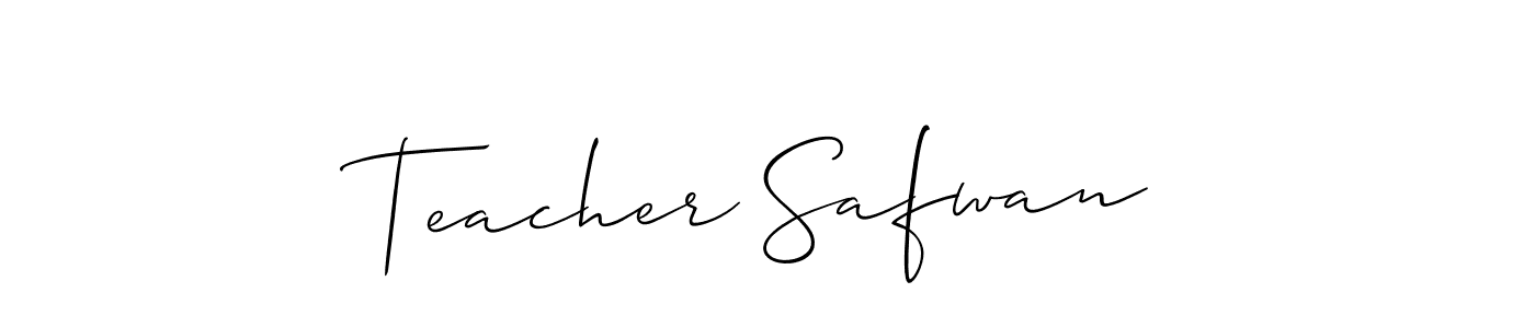 How to make Teacher Safwan name signature. Use Allison_Script style for creating short signs online. This is the latest handwritten sign. Teacher Safwan signature style 2 images and pictures png