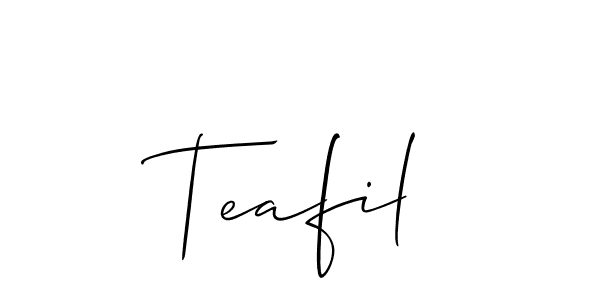 How to make Teafil signature? Allison_Script is a professional autograph style. Create handwritten signature for Teafil name. Teafil signature style 2 images and pictures png