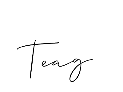 How to make Teag name signature. Use Allison_Script style for creating short signs online. This is the latest handwritten sign. Teag signature style 2 images and pictures png