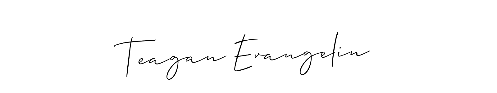 Similarly Allison_Script is the best handwritten signature design. Signature creator online .You can use it as an online autograph creator for name Teagan Evangelin. Teagan Evangelin signature style 2 images and pictures png