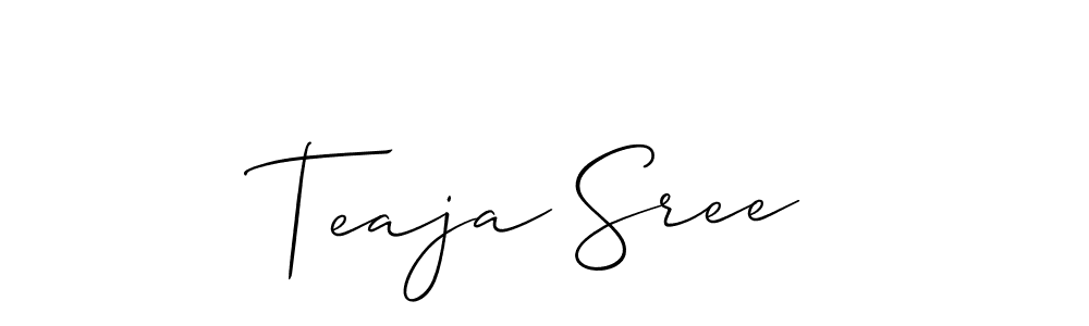 Use a signature maker to create a handwritten signature online. With this signature software, you can design (Allison_Script) your own signature for name Teaja Sree. Teaja Sree signature style 2 images and pictures png