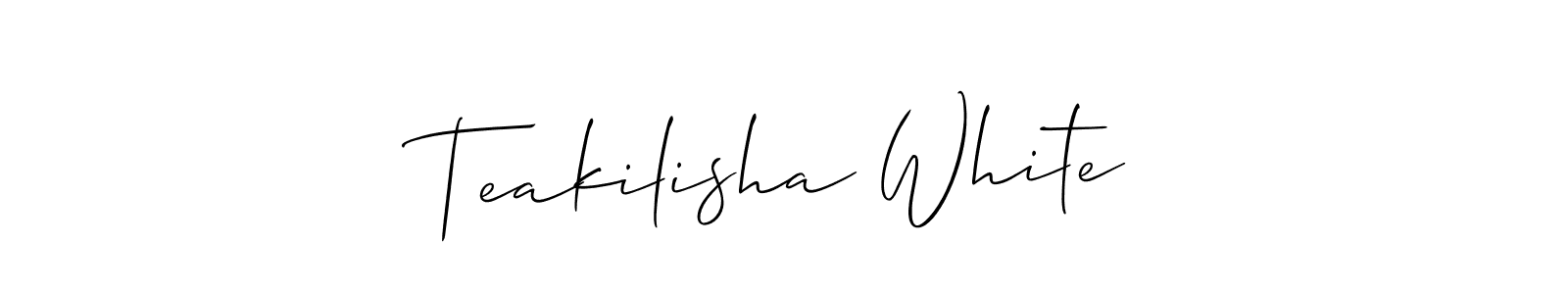 Allison_Script is a professional signature style that is perfect for those who want to add a touch of class to their signature. It is also a great choice for those who want to make their signature more unique. Get Teakilisha White name to fancy signature for free. Teakilisha White signature style 2 images and pictures png
