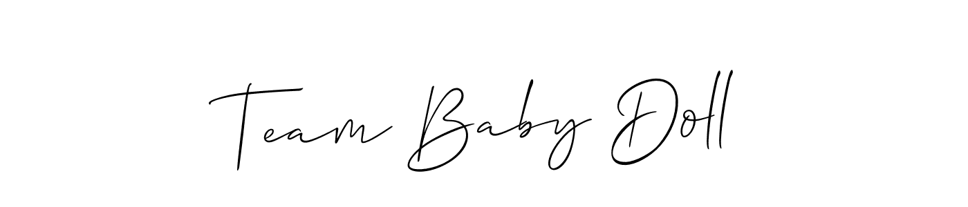 Similarly Allison_Script is the best handwritten signature design. Signature creator online .You can use it as an online autograph creator for name Team Baby Doll. Team Baby Doll signature style 2 images and pictures png