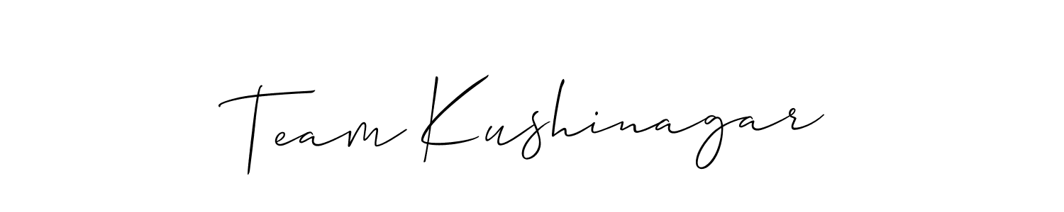How to Draw Team Kushinagar signature style? Allison_Script is a latest design signature styles for name Team Kushinagar. Team Kushinagar signature style 2 images and pictures png