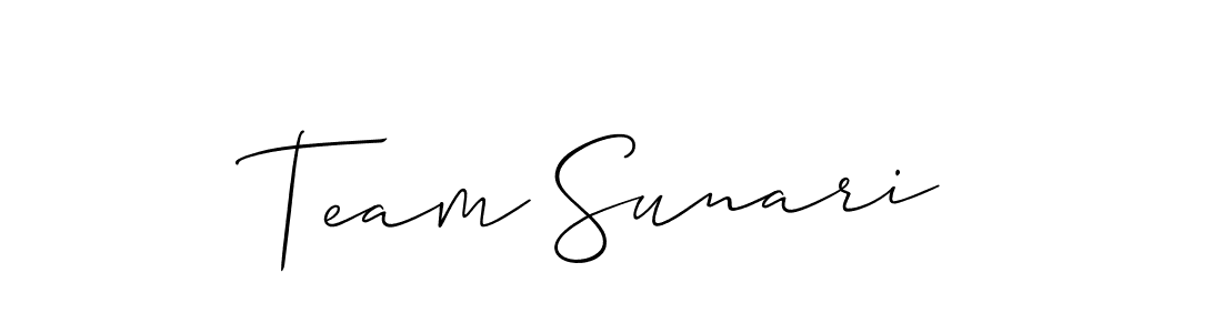 Make a beautiful signature design for name Team Sunari. With this signature (Allison_Script) style, you can create a handwritten signature for free. Team Sunari signature style 2 images and pictures png