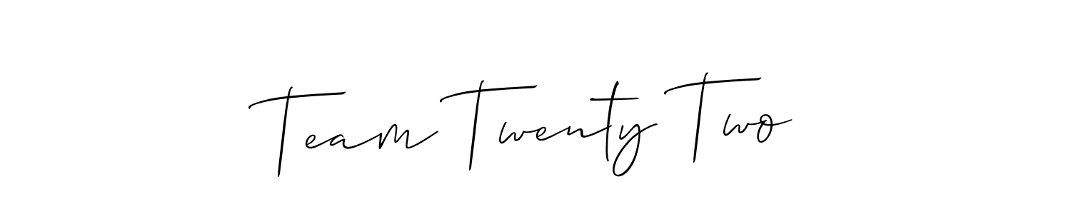 Make a beautiful signature design for name Team Twenty Two. With this signature (Allison_Script) style, you can create a handwritten signature for free. Team Twenty Two signature style 2 images and pictures png