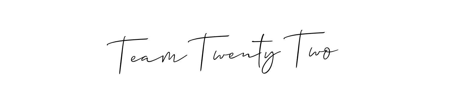 Design your own signature with our free online signature maker. With this signature software, you can create a handwritten (Allison_Script) signature for name Team Twenty Two. Team Twenty Two signature style 2 images and pictures png