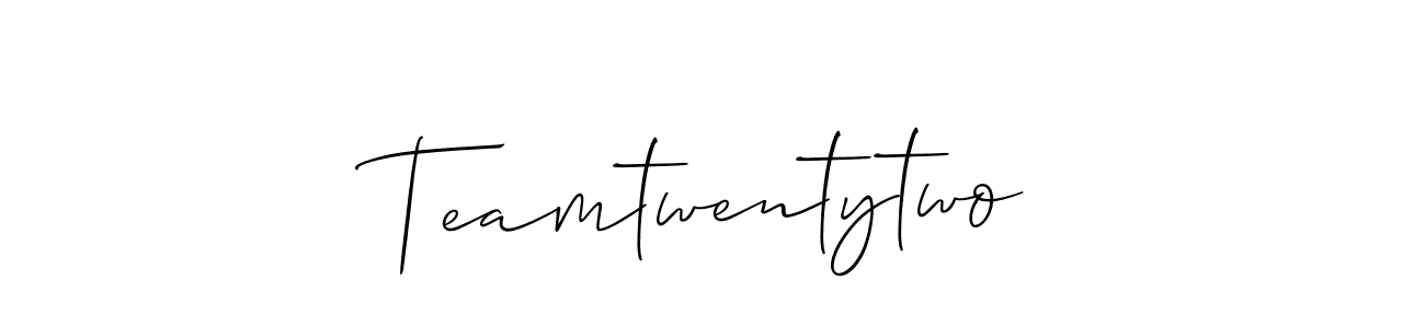 Also You can easily find your signature by using the search form. We will create Teamtwentytwo name handwritten signature images for you free of cost using Allison_Script sign style. Teamtwentytwo signature style 2 images and pictures png