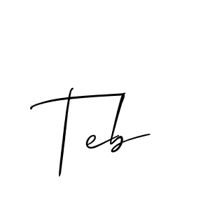 Design your own signature with our free online signature maker. With this signature software, you can create a handwritten (Allison_Script) signature for name Teb. Teb signature style 2 images and pictures png