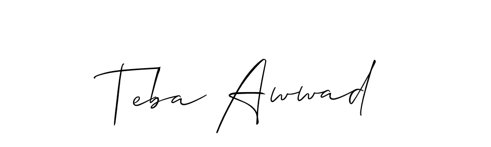 The best way (Allison_Script) to make a short signature is to pick only two or three words in your name. The name Teba Awwad include a total of six letters. For converting this name. Teba Awwad signature style 2 images and pictures png