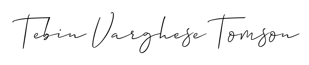 Express your personality with a custom Tebin Varghese Tomson signature crafted with Allison_Script typography. Free transparent PNG download available. Tebin Varghese Tomson signature style 2 images and pictures png