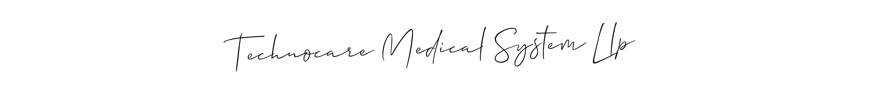 The best way (Allison_Script) to make a short signature is to pick only two or three words in your name. The name Technocare Medical System Llp include a total of six letters. For converting this name. Technocare Medical System Llp signature style 2 images and pictures png