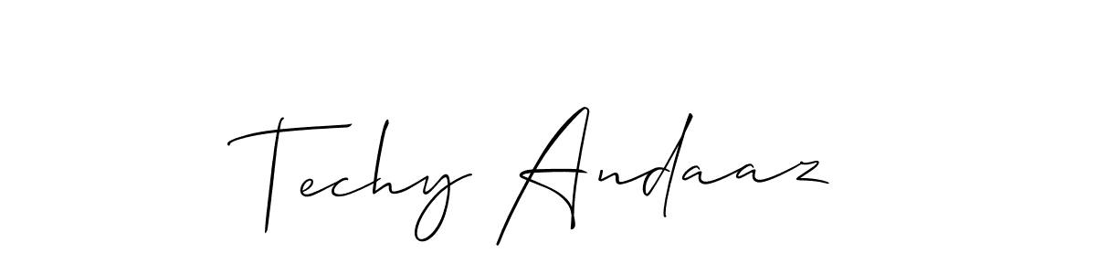 if you are searching for the best signature style for your name Techy Andaaz. so please give up your signature search. here we have designed multiple signature styles  using Allison_Script. Techy Andaaz signature style 2 images and pictures png