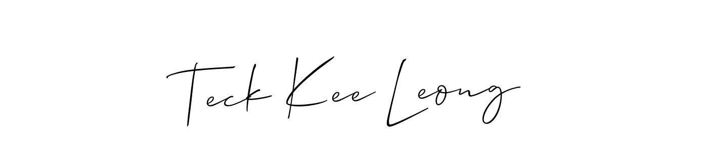 Also You can easily find your signature by using the search form. We will create Teck Kee Leong name handwritten signature images for you free of cost using Allison_Script sign style. Teck Kee Leong signature style 2 images and pictures png
