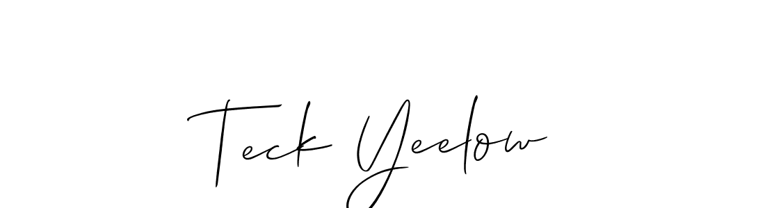 How to make Teck Yeelow name signature. Use Allison_Script style for creating short signs online. This is the latest handwritten sign. Teck Yeelow signature style 2 images and pictures png