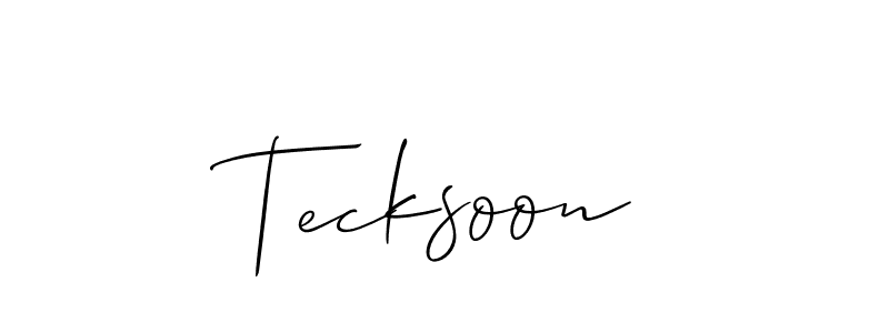 How to make Tecksoon name signature. Use Allison_Script style for creating short signs online. This is the latest handwritten sign. Tecksoon signature style 2 images and pictures png