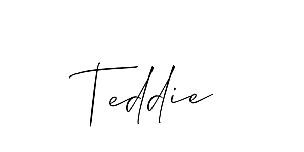 The best way (Allison_Script) to make a short signature is to pick only two or three words in your name. The name Teddie include a total of six letters. For converting this name. Teddie signature style 2 images and pictures png