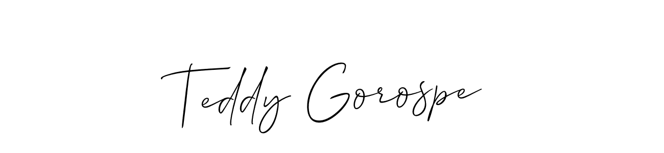 How to make Teddy Gorospe name signature. Use Allison_Script style for creating short signs online. This is the latest handwritten sign. Teddy Gorospe signature style 2 images and pictures png