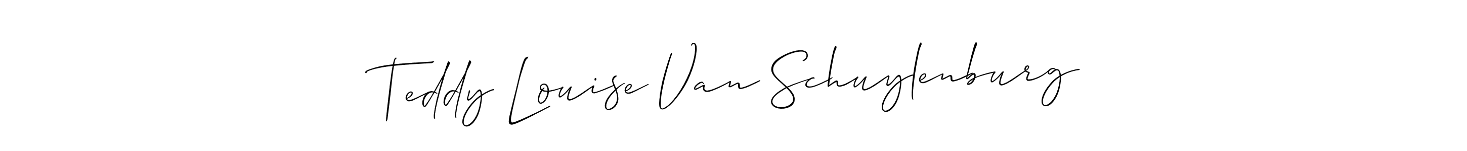 Allison_Script is a professional signature style that is perfect for those who want to add a touch of class to their signature. It is also a great choice for those who want to make their signature more unique. Get Teddy Louise Van Schuylenburg name to fancy signature for free. Teddy Louise Van Schuylenburg signature style 2 images and pictures png