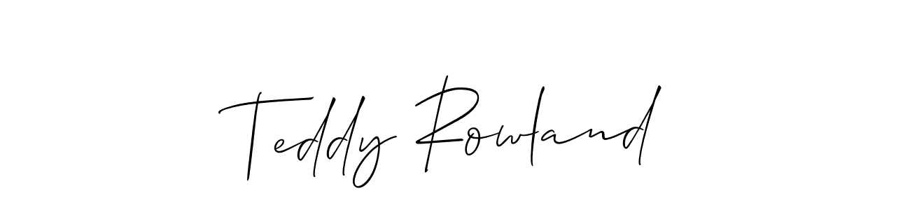 The best way (Allison_Script) to make a short signature is to pick only two or three words in your name. The name Teddy Rowland include a total of six letters. For converting this name. Teddy Rowland signature style 2 images and pictures png