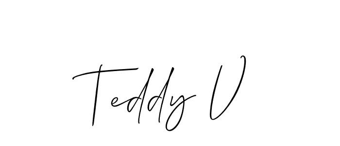 How to make Teddy V signature? Allison_Script is a professional autograph style. Create handwritten signature for Teddy V name. Teddy V signature style 2 images and pictures png