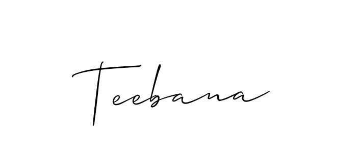 It looks lik you need a new signature style for name Teebana. Design unique handwritten (Allison_Script) signature with our free signature maker in just a few clicks. Teebana signature style 2 images and pictures png