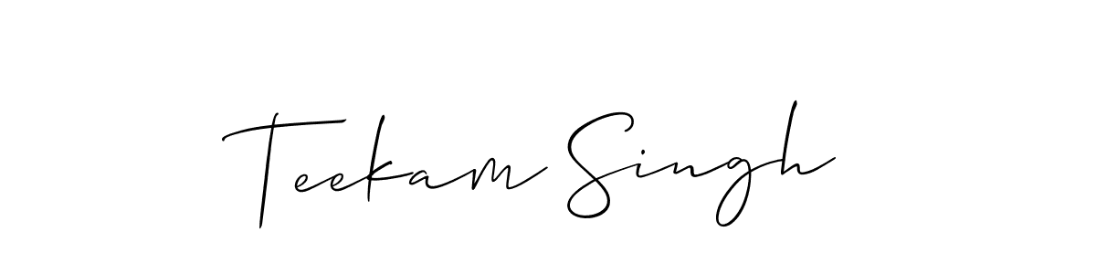 Allison_Script is a professional signature style that is perfect for those who want to add a touch of class to their signature. It is also a great choice for those who want to make their signature more unique. Get Teekam Singh name to fancy signature for free. Teekam Singh signature style 2 images and pictures png