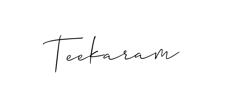 Design your own signature with our free online signature maker. With this signature software, you can create a handwritten (Allison_Script) signature for name Teekaram. Teekaram signature style 2 images and pictures png