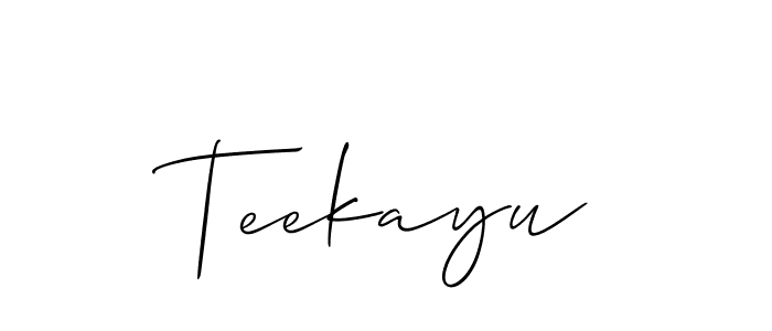 Design your own signature with our free online signature maker. With this signature software, you can create a handwritten (Allison_Script) signature for name Teekayu. Teekayu signature style 2 images and pictures png