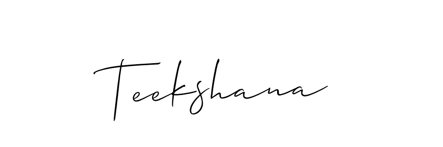 How to make Teekshana name signature. Use Allison_Script style for creating short signs online. This is the latest handwritten sign. Teekshana signature style 2 images and pictures png