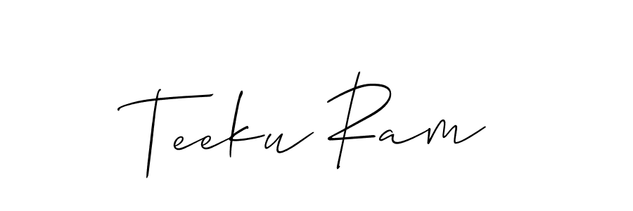 You should practise on your own different ways (Allison_Script) to write your name (Teeku Ram) in signature. don't let someone else do it for you. Teeku Ram signature style 2 images and pictures png