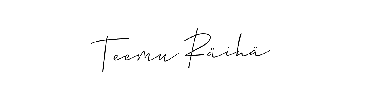 Design your own signature with our free online signature maker. With this signature software, you can create a handwritten (Allison_Script) signature for name Teemu Räihä. Teemu Räihä signature style 2 images and pictures png