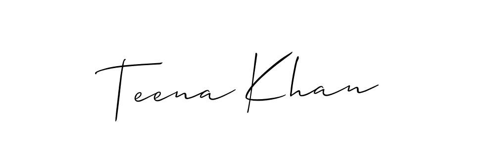 Create a beautiful signature design for name Teena Khan. With this signature (Allison_Script) fonts, you can make a handwritten signature for free. Teena Khan signature style 2 images and pictures png