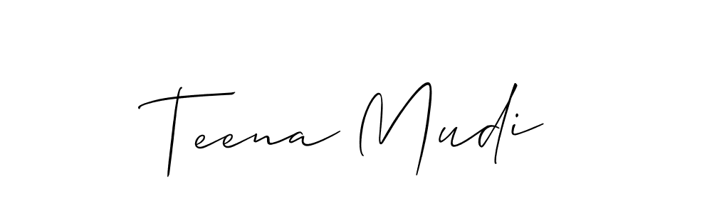 Make a beautiful signature design for name Teena Mudi. With this signature (Allison_Script) style, you can create a handwritten signature for free. Teena Mudi signature style 2 images and pictures png