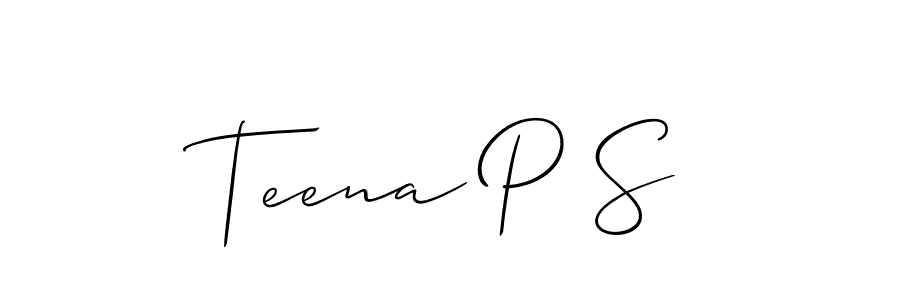 Make a short Teena P S signature style. Manage your documents anywhere anytime using Allison_Script. Create and add eSignatures, submit forms, share and send files easily. Teena P S signature style 2 images and pictures png