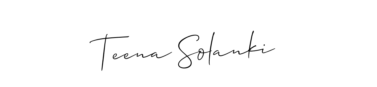 Create a beautiful signature design for name Teena Solanki. With this signature (Allison_Script) fonts, you can make a handwritten signature for free. Teena Solanki signature style 2 images and pictures png