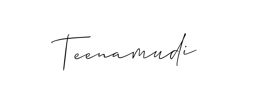 Use a signature maker to create a handwritten signature online. With this signature software, you can design (Allison_Script) your own signature for name Teenamudi. Teenamudi signature style 2 images and pictures png
