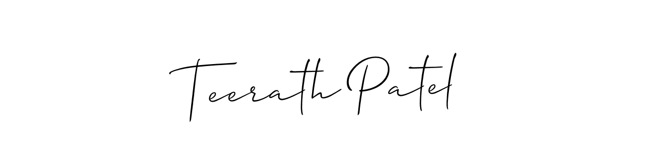 It looks lik you need a new signature style for name Teerath Patel. Design unique handwritten (Allison_Script) signature with our free signature maker in just a few clicks. Teerath Patel signature style 2 images and pictures png