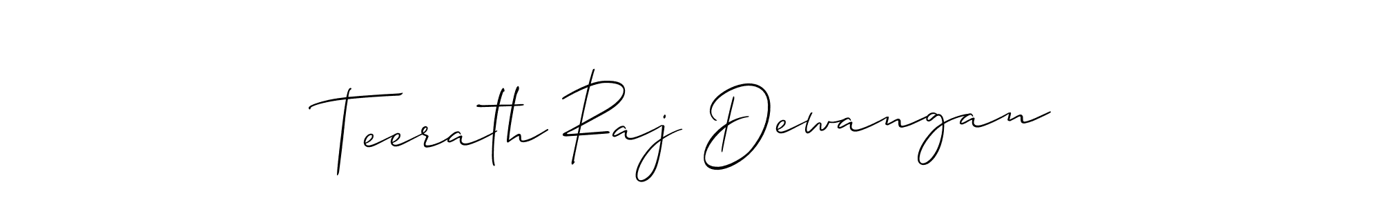if you are searching for the best signature style for your name Teerath Raj Dewangan. so please give up your signature search. here we have designed multiple signature styles  using Allison_Script. Teerath Raj Dewangan signature style 2 images and pictures png