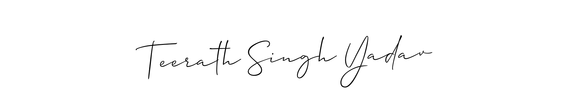 The best way (Allison_Script) to make a short signature is to pick only two or three words in your name. The name Teerath Singh Yadav include a total of six letters. For converting this name. Teerath Singh Yadav signature style 2 images and pictures png