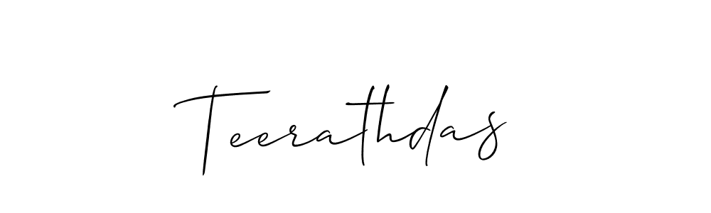 The best way (Allison_Script) to make a short signature is to pick only two or three words in your name. The name Teerathdas include a total of six letters. For converting this name. Teerathdas signature style 2 images and pictures png