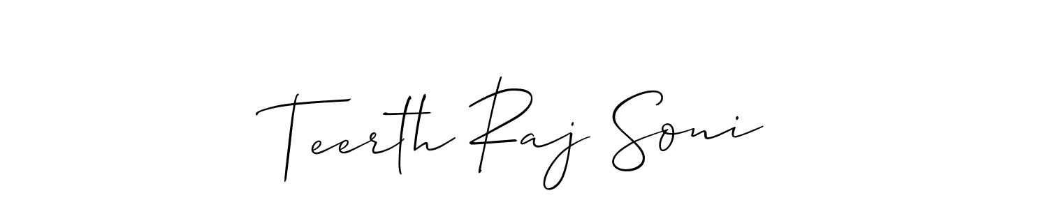 Also You can easily find your signature by using the search form. We will create Teerth Raj Soni name handwritten signature images for you free of cost using Allison_Script sign style. Teerth Raj Soni signature style 2 images and pictures png